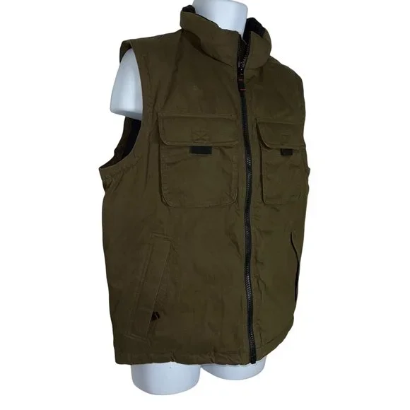 Vintage Eddie Bauer Goose Down Olive Green Outerwear Winter Fall Outdoor Vest S